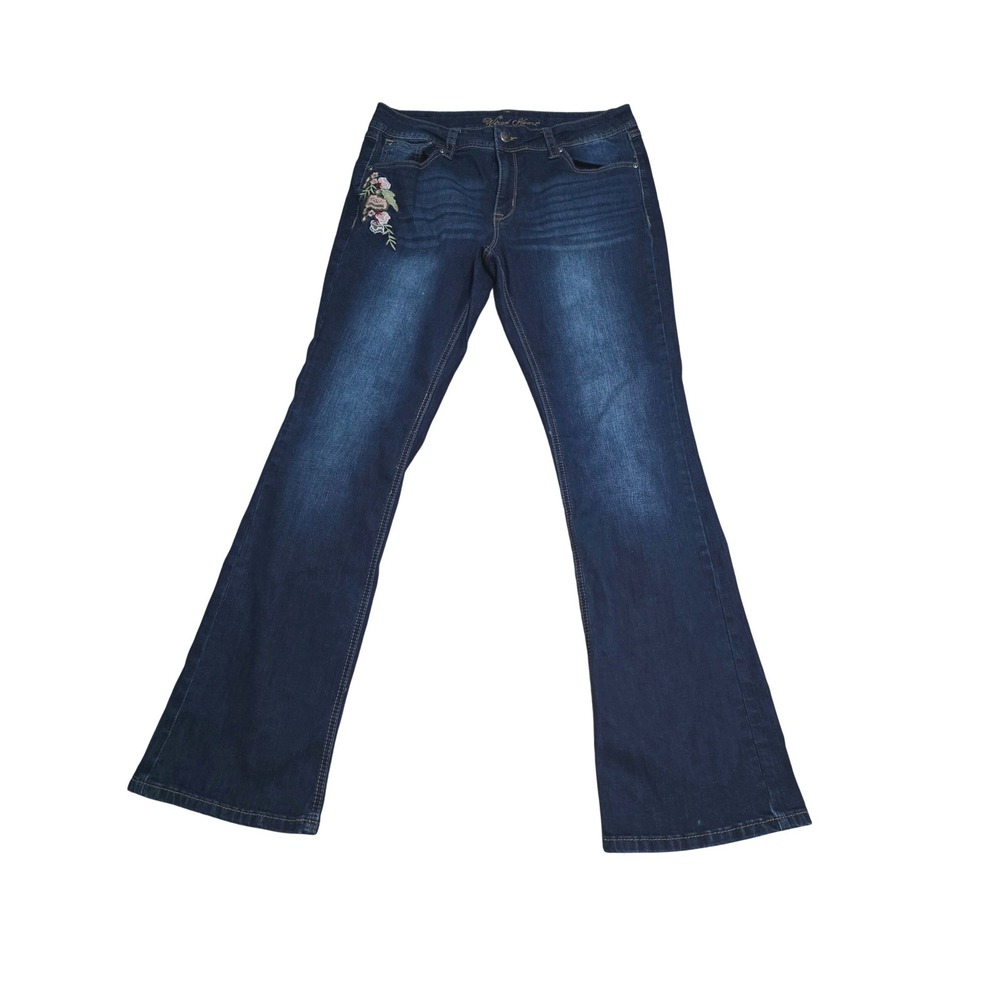 Wired Heart Embroidered Flared Jeans Dark Wash Women's Size 32 A3‎